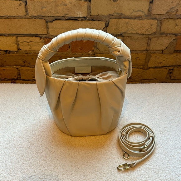 STAUD Dani Leather Top Handle Bucket Bag In Ivory - Picture 6 of 9